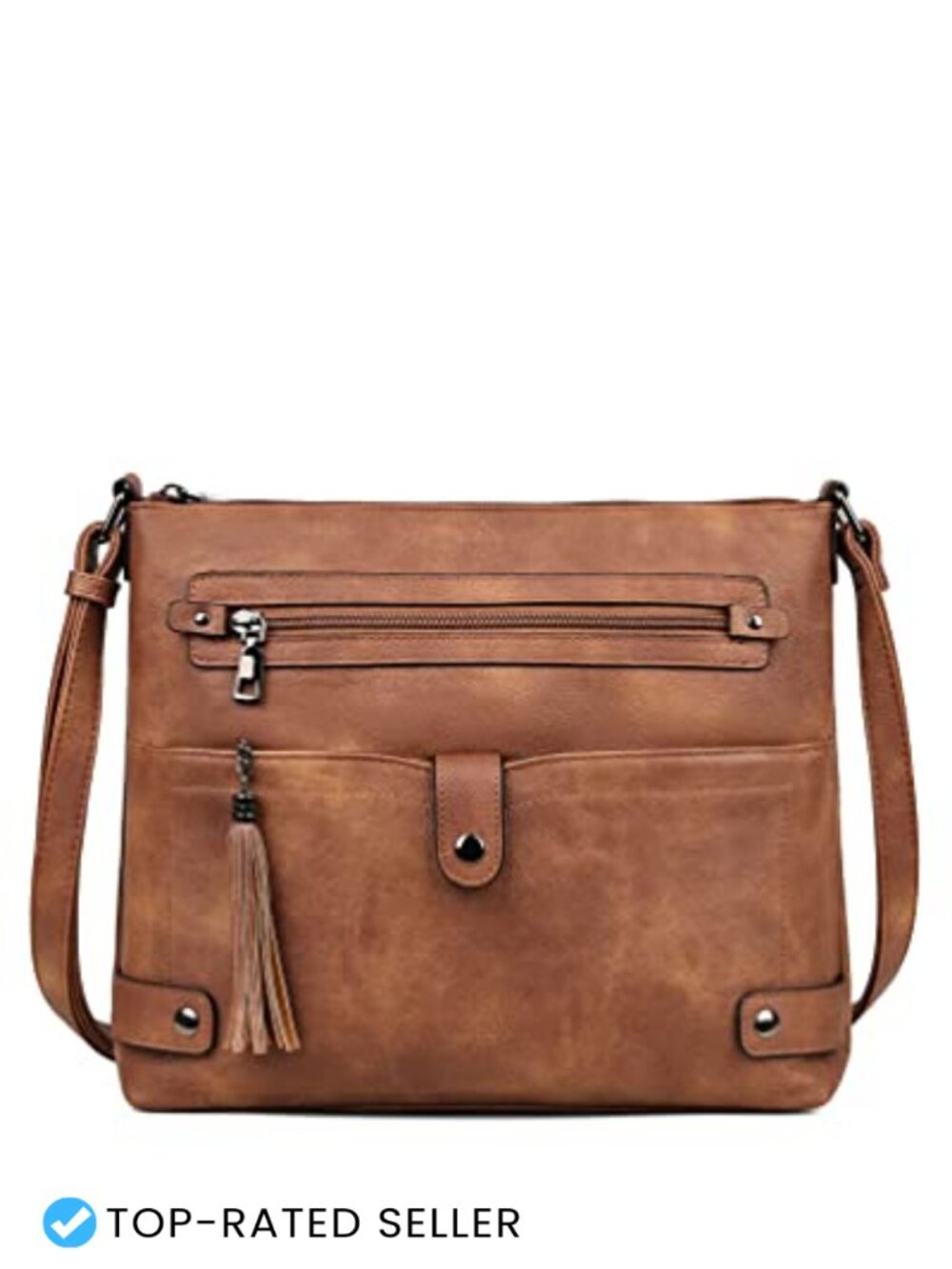 Large Crossbody Bag Faux Leather Waterproof Multi Pocket Purse